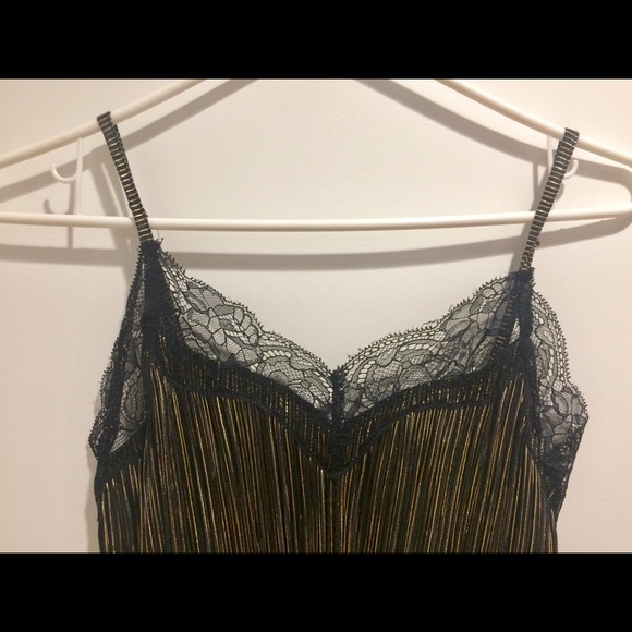 Black and Gold Lace Trimmed Mini Dress - Picture 1 of 2